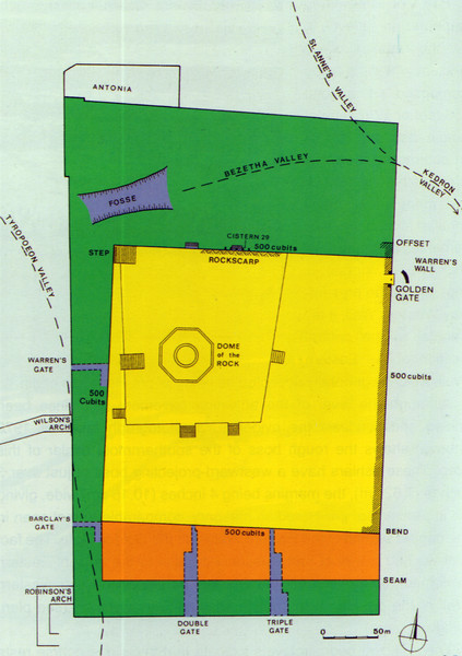 План Храмовой горы с указанием площади доиродианской Храмовой горы